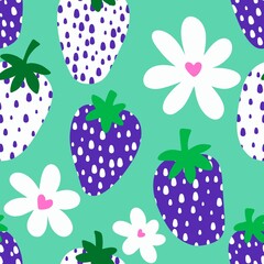 Summer fruit seamless strawberry berry pattern for wrapping paper and fabrics