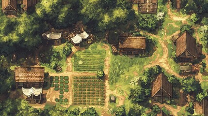 Rural Countryside Estate Houses Buildings Tabletop RPG Map, Fantasy Roleplaying Dungeon Battlemap, Adventure Games Encounters, Farmhouses Farm Town Gaming Design, TTRPG Buildings Architecture Concept