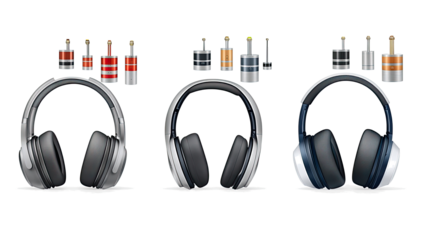 Modern Headphones Collection Displayed on Transparent Background Generative AI