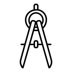 Drawing compass black line icon handdrawn style