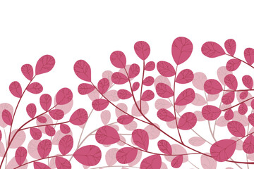 Floral frame with colorful exotic branches on white background. Ornate border with tropic leaves. Vector stock illustration for wallpaper, posters, card. Doodle style. Copy space