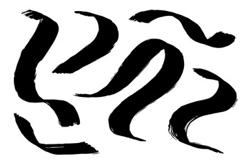 A set of abstract spots, decorative brush strokes. Vector graphics.