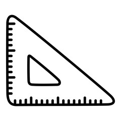 Triangle ruler black line icon handdrawn style