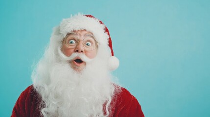 santa claus writing a letter on blue background