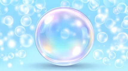 Colorful abstract bubble background with soft reflections, iridescent shimmering spheres.
