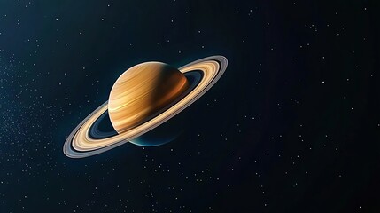 Fototapeta premium An artist's depiction of Saturn, showcasing its rings in the foreground and stars in the backdrop