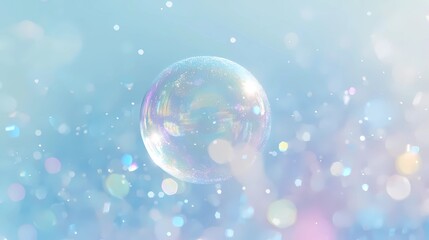 Close-up of iridescent soap bubbles with delicate reflections, creating a dreamy texture and vivid colors, perfect for abstract presentations and creative concepts