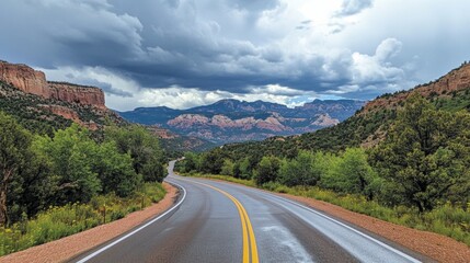 Fototapeta premium route in the middle of mountains