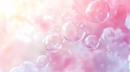 Soft, translucent soap bubbles layered in a gentle pattern, illuminated by warm light, creating a soothing, calming background for artistic projects