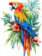 Fototapeta premium Joyful Parrot in Vibrant Jungle Setting Evokes Happiness and Tropical Bliss