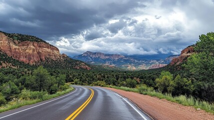 Fototapeta premium route in the middle of mountains
