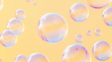 Soft, translucent soap bubbles layered in a gentle pattern, illuminated by warm light, creating a soothing, calming background for artistic projects
