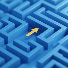 Maze with a glowing path representing problem-solving concept