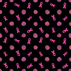 Breast cancer month seamless pink ribbon day mammogram pattern