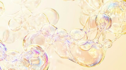 Colorful soap bubbles suspended in mid-air with a blurred background, creating a sense of whimsy, transparency, and motion in a playful scene