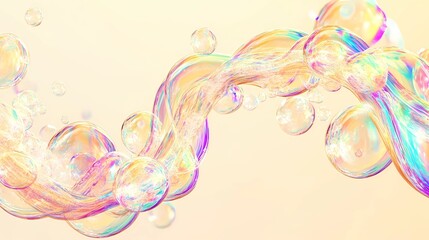 Colorful soap bubbles suspended in mid-air with a blurred background, creating a sense of whimsy, transparency, and motion in a playful scene