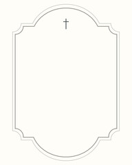 Funeral vector card. Empty card. Digital Funeral Announcement Invitation Template in vector Illustrator. Cross in frame
