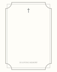 Funeral vector card. Empty card. Digital Funeral Announcement Invitation Template in vector Illustrator. Cross
