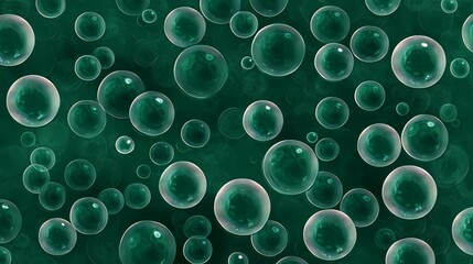 Bubbles with vibrant rainbow hues scattered across a light background, forming a lively, abstract pattern that highlights transparency and luminous reflections