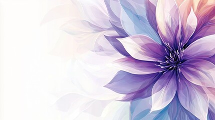   Close-up of purple flower on white background with blue-pink floral center