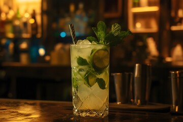 A tasty mojito served in a bar