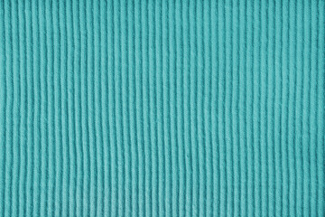Jersey textile background , turquoise striped ridge tricot fabric. Cotton stockinet, pullover surface texture, textile structure, cloth surface, weaving of knitwear material. Wallpaper, backdrop.