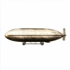 Fototapeta premium A silver airship gracefully floating in the clear sky during a bright afternoon