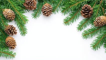 Elegant pine branches adorned with pine cones, perfect for seasonal decorations