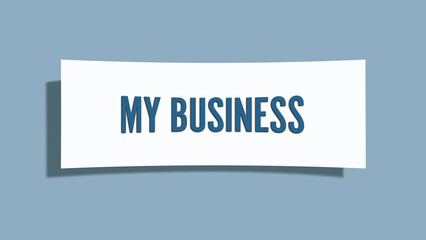 My Business. A card isolated on blue background.