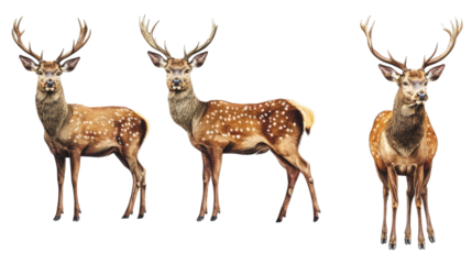 Red Deer Portraits on Transparent Background Generative AI