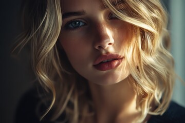 Naklejka premium Blonde haired fashion model portrait