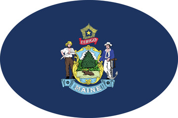 Oval flag of the United States of America federal state of MAINE