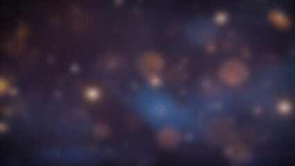 Dreamy abstract background with soft hues of brown, blue, and orange, featuring a grainy texture and blurred bokeh lights, ideal for moody wallpapers and digital designs