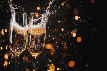 Champagne celebration theme set against a black backdrop