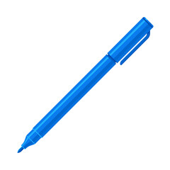 Dark blue felt tip marker pen with caps off. Flat vector illustration isolated on white background. Art supply concept. Perfect for creative projects