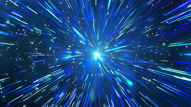 Warp light speed hyperspace motion blue star trail, movement video