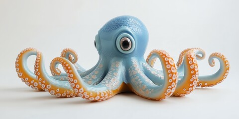 Obraz premium A Colorful Octopus Figurine With Detailed Textures and Vibrant Hues Displayed Against a Plain Background