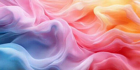 Fototapeta premium Soft, Flowing Fabric in Pastel Colors Creates a Serene Abstract Composition, Highlighting Gentle Curves and Textures in a Warm Light Setting