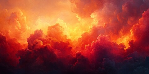 Fototapeta premium A Breathtaking Sunset Casts Vibrant Hues Across a Dramatic Cloudscape, Showcasing Shades of Orange, Red, and Purple Over a Serene Horizon in the Evening Sky