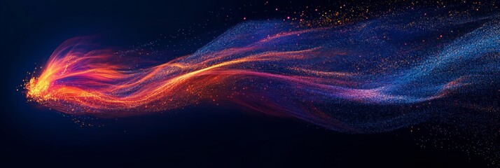 Obraz premium A modern, abstract firework display with bold colors and spark trails, isolated on a dark blue background for a festive and dynamic effect