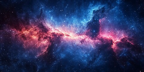 Fototapeta premium A Vibrant Cosmic Nebula in Deep Space Showcasing Brilliant Hues of Blue, Pink, and Purple Amidst Countless Stars and Celestial Formations