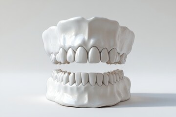 3D Render of Teeth Model, Front View on White Background