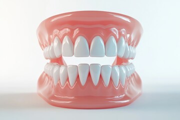Obraz premium 3D Render of Teeth Model, Front View on White Background
