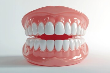 3D Render of Teeth Model, Front View on White Background