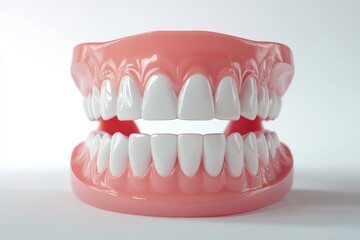 Obraz premium 3D Render of Teeth Model, Front View on White Background