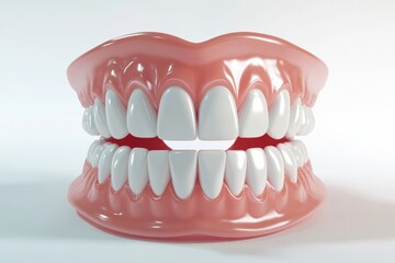 Obraz premium 3D Render of Teeth Model, Front View on White Background