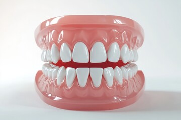 Obraz premium 3D Render of Teeth Model, Front View on White Background
