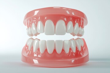 Obraz premium 3D Render of Teeth Model, Front View on White Background