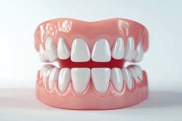 Fototapeta premium 3D Render of Teeth Model, Front View on White Background