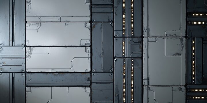 Grey White Metal Panel Texture with Lights for Sci Fi Game Backgrounds